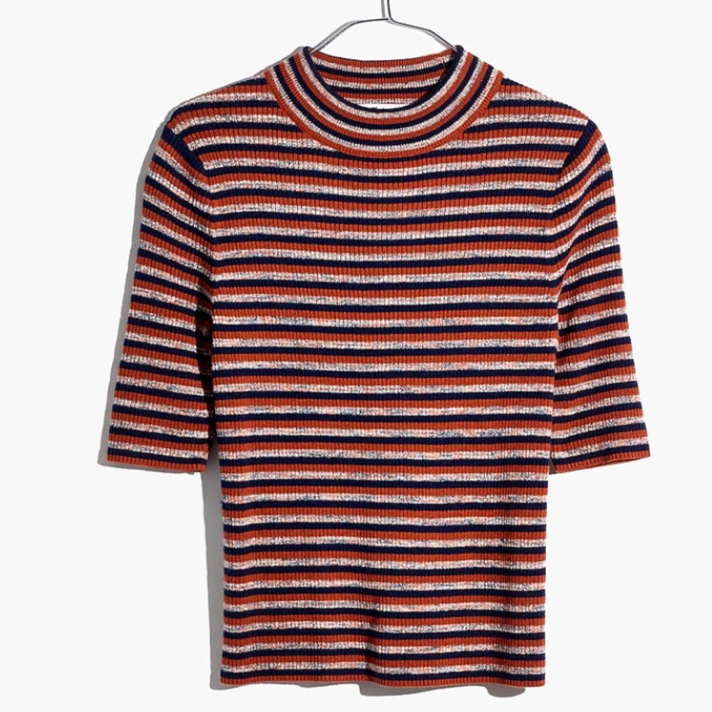 Madewell Dalston mock neck sweater in stripe